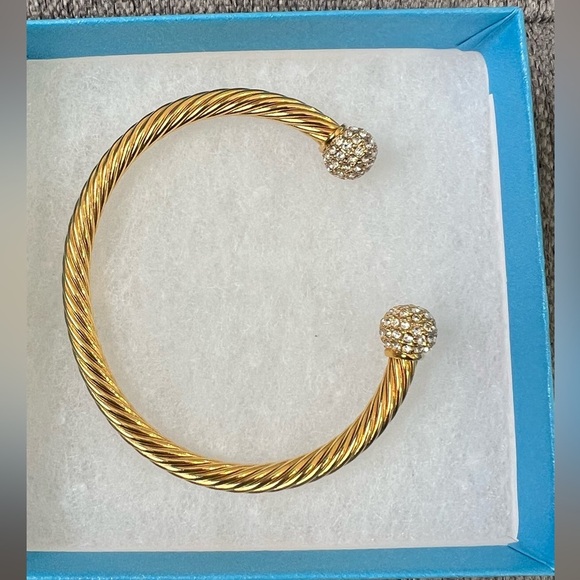 Touchstone Crystal by Swarovski Rivier Cuff, Golden - Picture 4 of 5